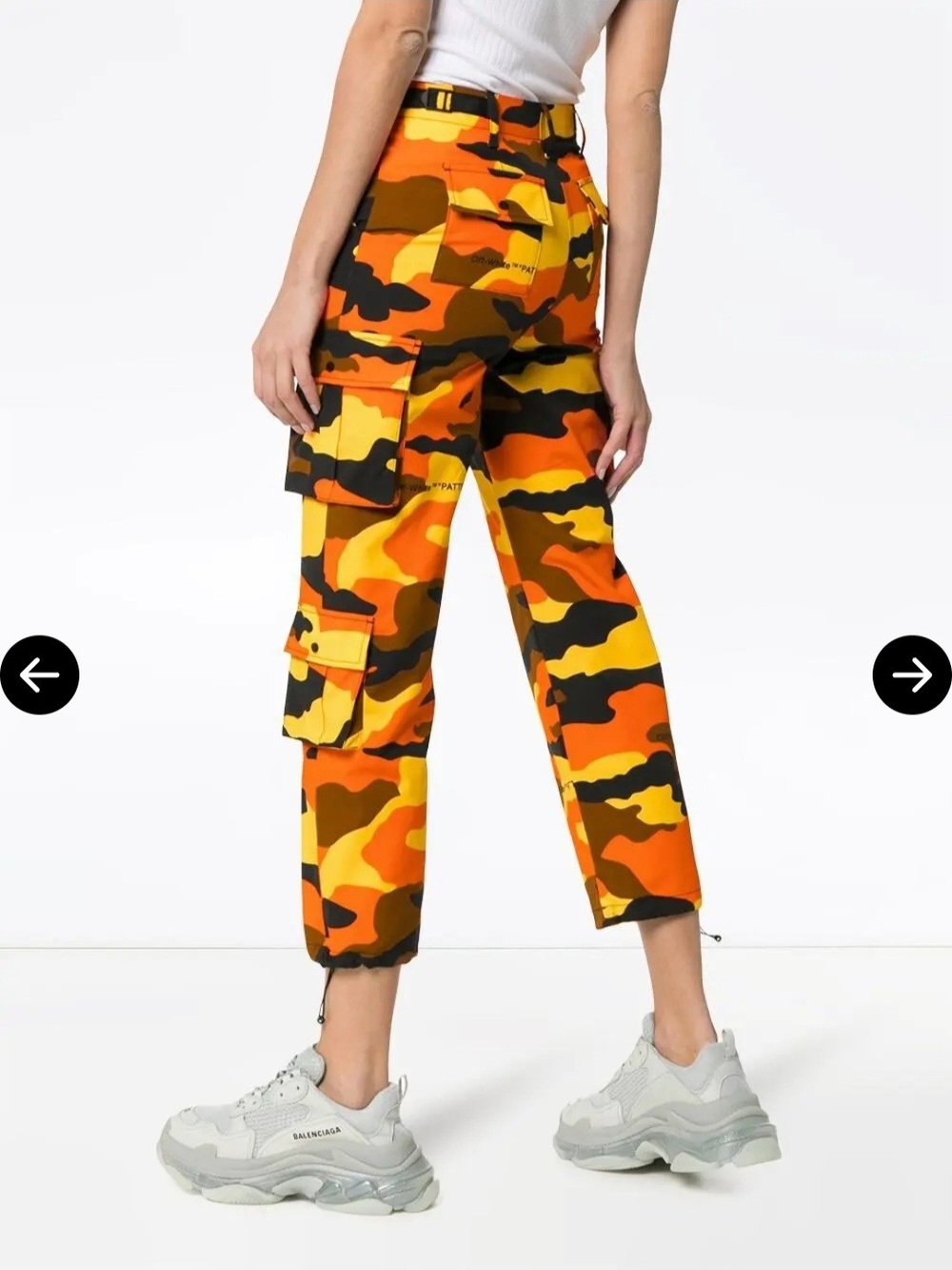Off-White c/o Virgil Abloh Orange, Yellow & Black Camo Cargo Pants Size S - Picture 2 of 13